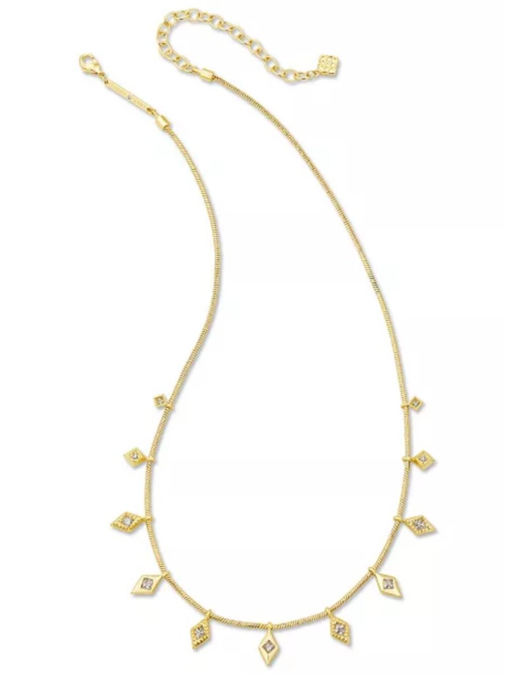 Kendra Scott Kinsley Gold Strand Necklace White CZ Cubic Zirconia Dainty NWT - Picture 2 of 4